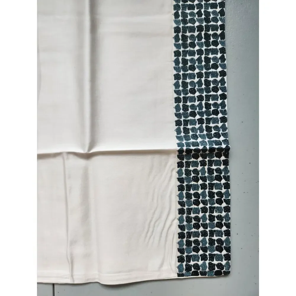 New Frette 2 PC Set Pave Embroidery Cotton King Sham Beige Green #03